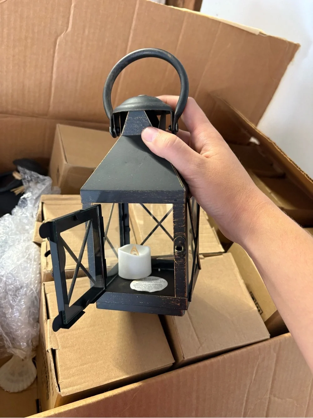 Classic Black Metal Lantern with Gold Accents - 29 Pack